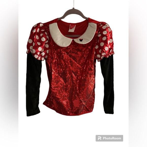DISNEY MINNIE MOUSE COSTUME Red Sequin Long Sleeve Top NWT Halloween/Cosplay - Picture 2 of 10